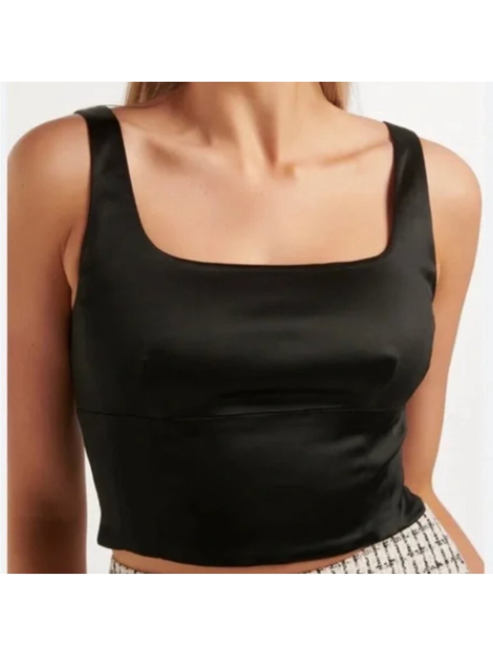Jason Wu Black Satin Crop Top Black Medium